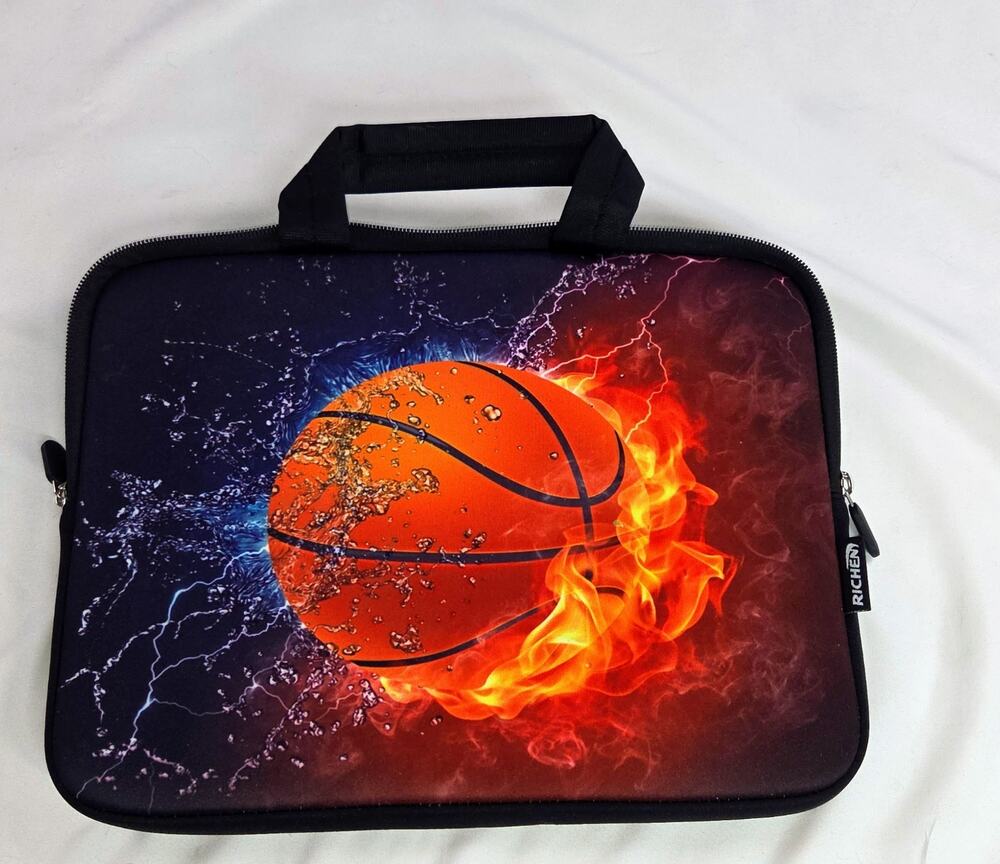 Richen Basketball Laptop Case Fire vs Ice Graphic Neoprene Zipper Sleeve